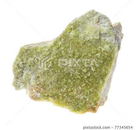 Vesuvianite ) crystals on rough stone on white 77345654