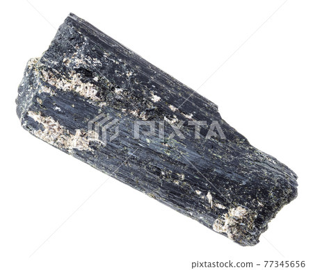 raw fibrous Aegirine stone on white 77345656