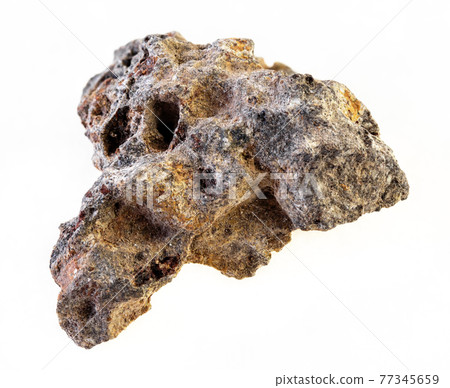 rough basalt stone on white background 77345659