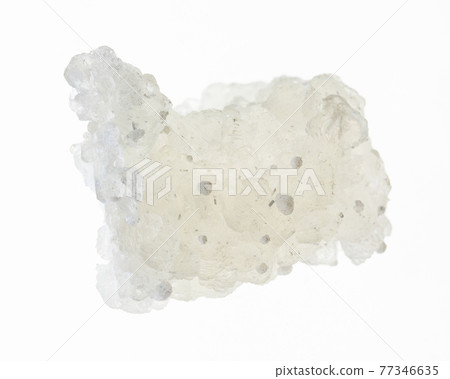 raw Prehnite crystals with Okenite stone on white 77346635