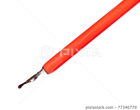 red ink drop on sharp tip of dip pen cut out red ink drop on sharp tip of dip pen cut out 77346779