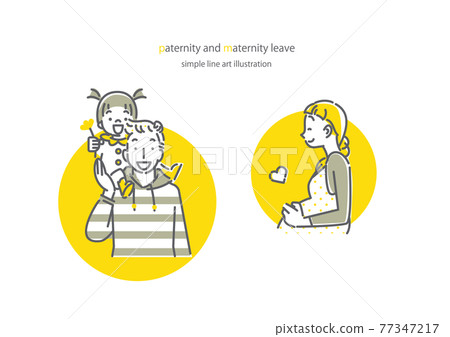 帶育兒假的形象 簡單時尚的線條畫插圖 77347217