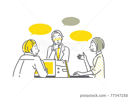 商務團隊討論 簡約時尚的線描插畫素材 商務團隊討論 簡約時尚的線描插畫素材 77347288
