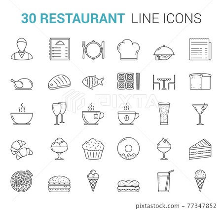 Restaurant Line Icons 77347852