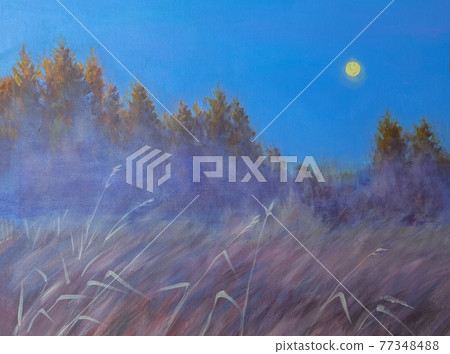 Abstract landscape. Autumn trees. Abstract oil painting. Abstract landscape. Autumn trees. Abstract oil painting. 77348488