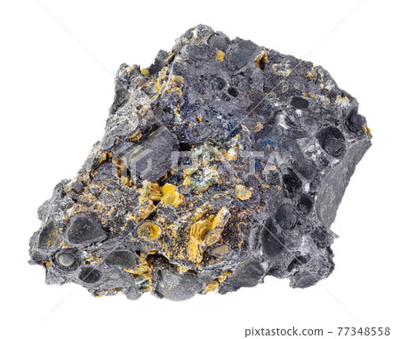magnetite and hematite in rough pisolite on white 77348558