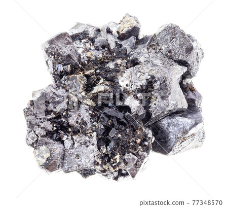 rough crystalline Magnetite stone on white rough crystalline Magnetite stone on white 77348570