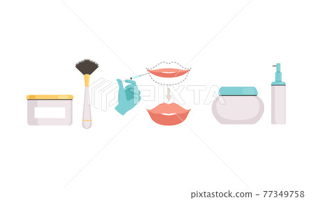 Aesthetic Face Skin Injection and Beauty Procedure Vector Set Aesthetic Face Skin Injection and Beauty Procedure Vector Set 77349758