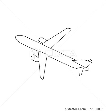 Silhouette of black and white aircraft in the sky, isolated. Vector Illustration 77350015