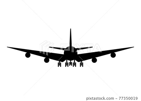 Silhouette of black and white aircraft in the sky, isolated. Vector Illustration 77350019