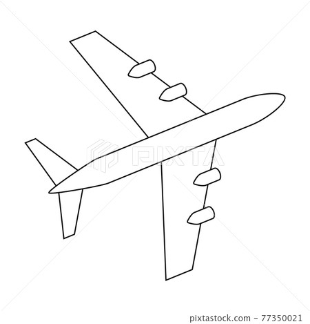 Silhouette of black and white aircraft in the sky, isolated. Vector Illustration 77350021