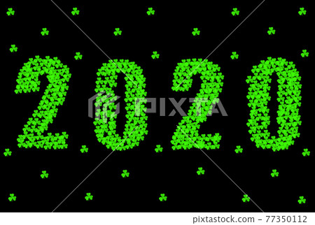 new year 2020 design basis, two thousand twelfth symbol of clover on a black background new year 2020 design basis, two thousand twelfth symbol of clover on a black background 77350112