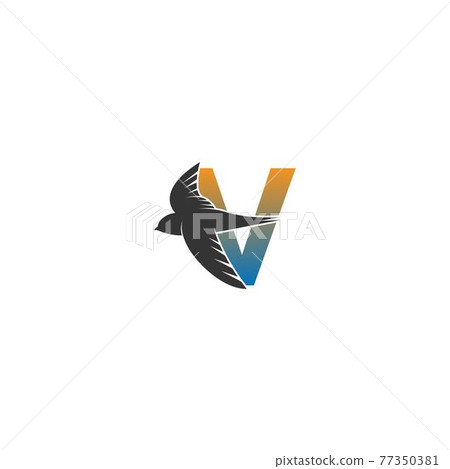 Letter V logo with swift bird icon design vector - Stock Illustration ...