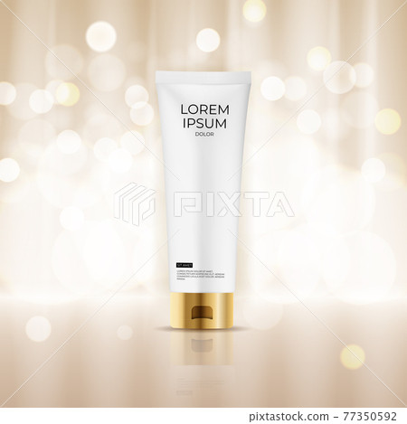 3D Realistic Pastel Cream Bottle. Design Template of Fashion Cosmetics Product for Ads, flyer or Magazine Background. Vector Illustration 77350592