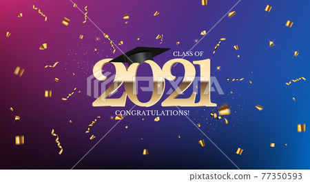 Graduation class of 2021 with graduation cap... - Stock Illustration ...