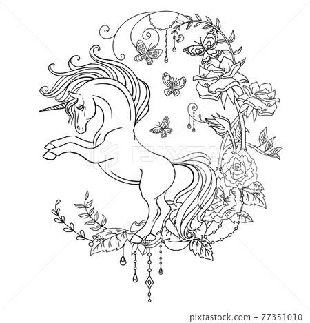 antistress-coloring-unicorn-with-flowers-vector-stock-illustration