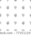 Doodle simple vector seamless pattern of hand-drawn peonies. Seamless pattern of hand-drawn peonies. Isolated on white background. 77351129