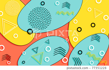 Memphis Pattern. Fun Background. Hipster Style. Vector. 77351228