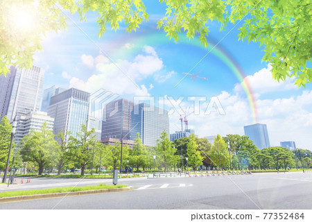 Sunny Tokyo cityscape after the rain Sunny Tokyo cityscape after the rain 77352484