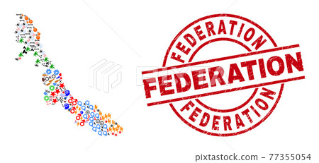 Federation Grunge Badge and Veracruz State Map Collage of Different Icons 77355054