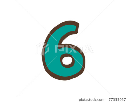 可愛的數字6（棕色）/手寫插畫素材 77355937