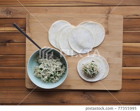 Making dumplings, Asian food, Cooking 77355995