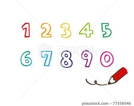 Cute numbers 1 ~ 0 (brown color) / handwritten illustration material Cute numbers 1 ~ 0 (brown color) / handwritten illustration material 77356046