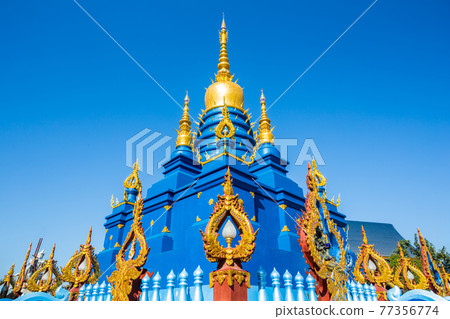 Beautiful of blue temple Wat Rong Sua Ten the amazing temple at Thailand 77356774