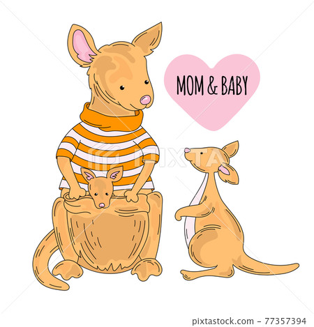 kangaroo with baby clipart