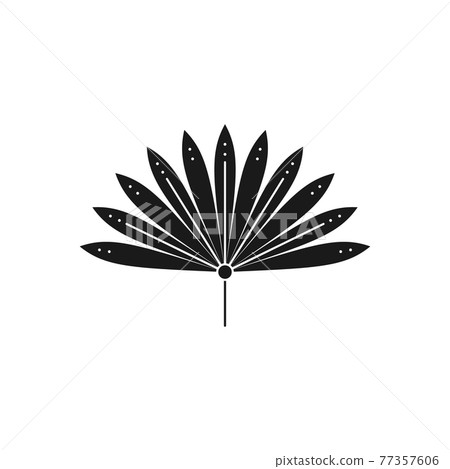 Dried Palm Leaf Silhouette in Simple Style. Vector Tropical Leaf Boho Emblem. Floral Illustration 77357606