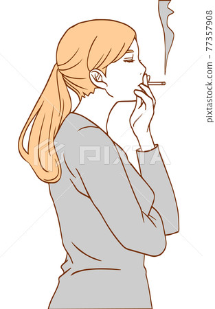 Woman smoking (simple color) 77357908