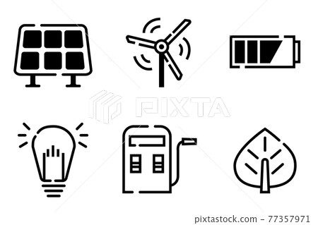 Icon set of renewable energy and battery, green energy for save world environment and global warming 77357971