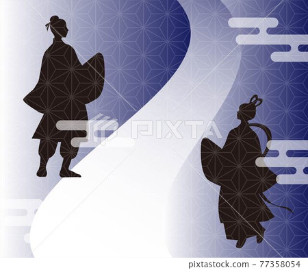 Tanabata illustration background Orihime and Hikoboshi silhouette vector 77358054