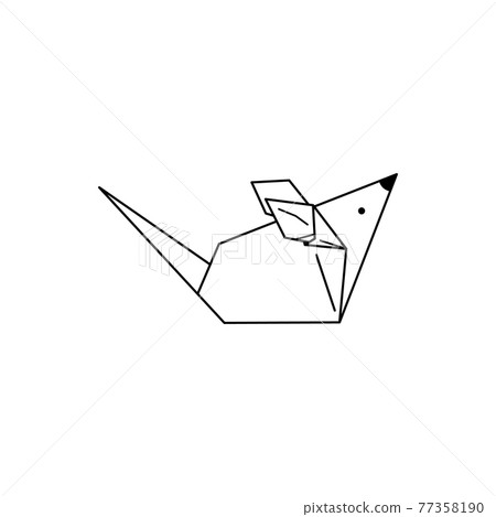 Origami Mouse, Icon in a Trendy minimalistic Linear Style. Folded Paper Animal Figures. Vector Illustration 77358190