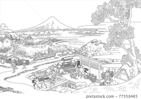 Katsushika Hokusai Image Suruga Katakura Tea... - Stock Illustration ...