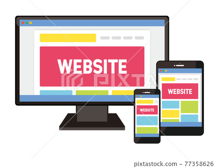 可用於響應式設計網站的設備插圖集 可用於響應式設計網站的設備插圖集 77358626