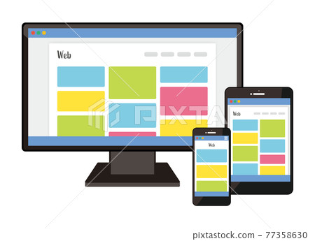 可用於響應式設計網站的設備插圖集 77358630