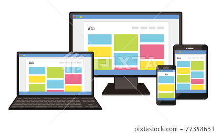 Illustration set of devices that can be used for responsive design Website 77358631