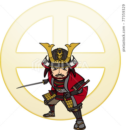Yoshihiro Shimazu holding a sword [3 heads and family crests] 77359329