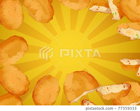 Watercolor croquette frame / gold concentrated line Watercolor croquette frame / gold concentrated line 77359333