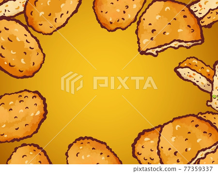 鋼筆劃水彩炸丸子框架，金色 77359337