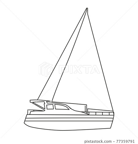 Sailboat line icon logo design marines, peedboat, ship, vessel, side view. Vector illustration outline simple element symbol Sailboat line icon logo design marines, peedboat, ship, vessel, side view. Vector illustration outline simple element symbol 77359791