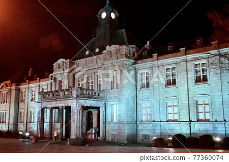 Illumination of historic buildings is also blue light with gratitude to medical staff Illumination of historic buildings is also blue light with gratitude to medical staff 77360074