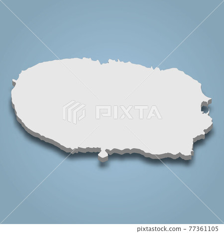 3d isometric map of Terceira is an island in Azores islands, 77361105