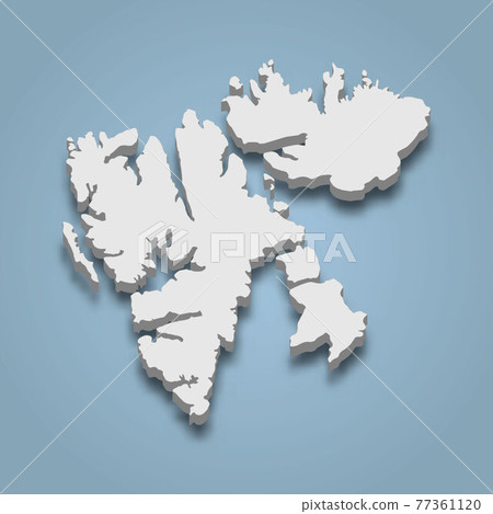 3d isometric map of Svalbard is an island in Norway, 77361120