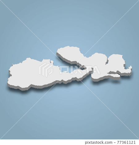 3d isometric map of Sumbawa is an island in Indonesia 77361121