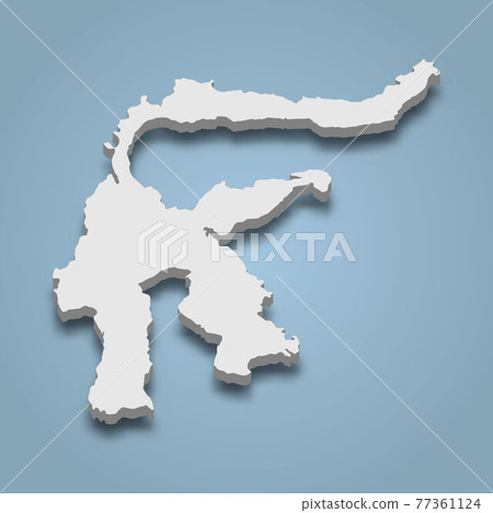 3d isometric map of Sulawesi is an island in Indonesia 77361124