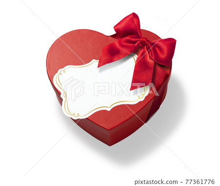 Heart-shaped present box with a red ribbon Heart-shaped present box with a red ribbon 77361776