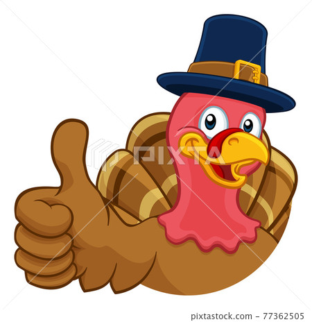 Turkey Pilgrim Hat Thanksgiving Cartoon Character Turkey Pilgrim Hat Thanksgiving Cartoon Character 77362505
