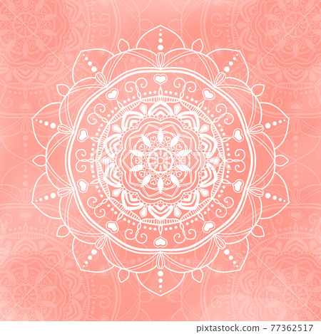 Mandala symbol on pink watercolor background Mandala symbol on pink watercolor background 77362517